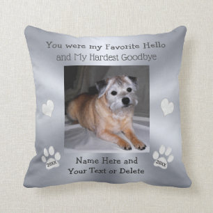 Favorite Hello Hardest Goodbye, Dog Bereavement Cushion