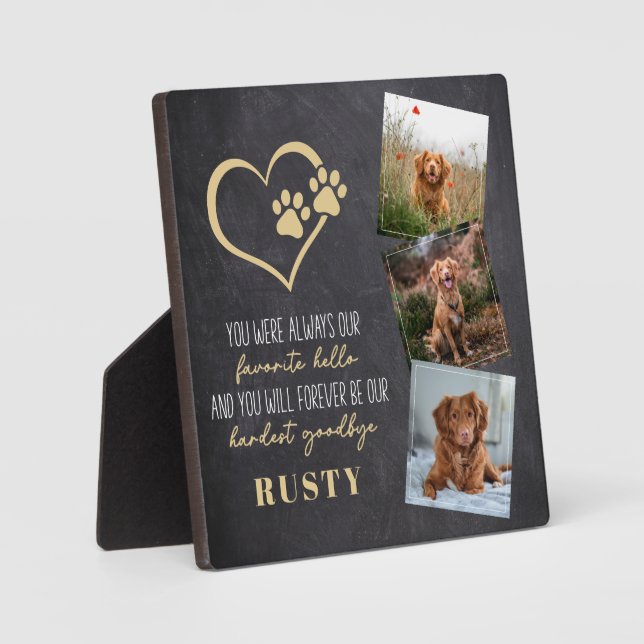 Favorite Hello Hardest Goodbye Pet Memorial Plaque (Front)