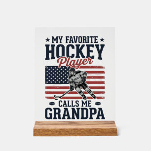 Favorite Hockey Player Calls Me Grandpa Vintage Sh Acrylic Sign