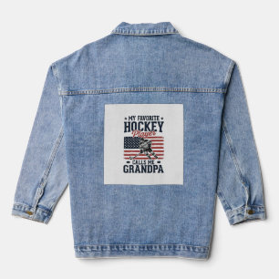 Favorite Hockey Player Calls Me Grandpa Vintage Sh Denim Jacket