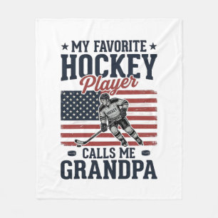 Favorite Hockey Player Calls Me Grandpa Vintage Sh Fleece Blanket