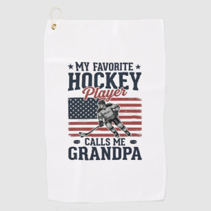 Favorite Hockey Player Calls Me Grandpa Vintage Sh Golf Towel