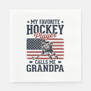 Favorite Hockey Player Calls Me Grandpa Vintage Sh Napkin