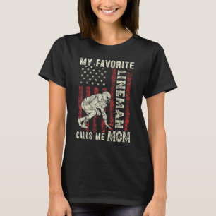 Favorite Lineman Calls Me Mom Flag Football Mom Mo T-Shirt