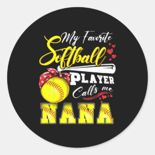 Favorite softball player calls nana mothers day classic round sticker