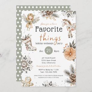 Favorite Things Boho Gift Exchange Holiday Party Invitation