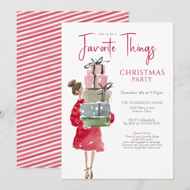 Favorite Things Christmas Party Invitation (Front/Back)