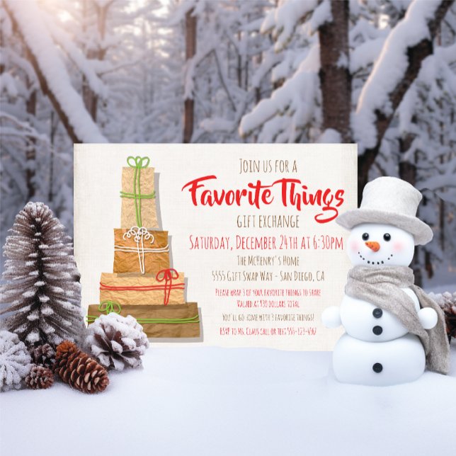 Favorite Things Gift Exchange brown paper packages Invitation (Creator Uploaded)