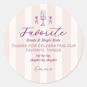 Favorite Things Holiday Book & Wine Club Party Classic Round Sticker
