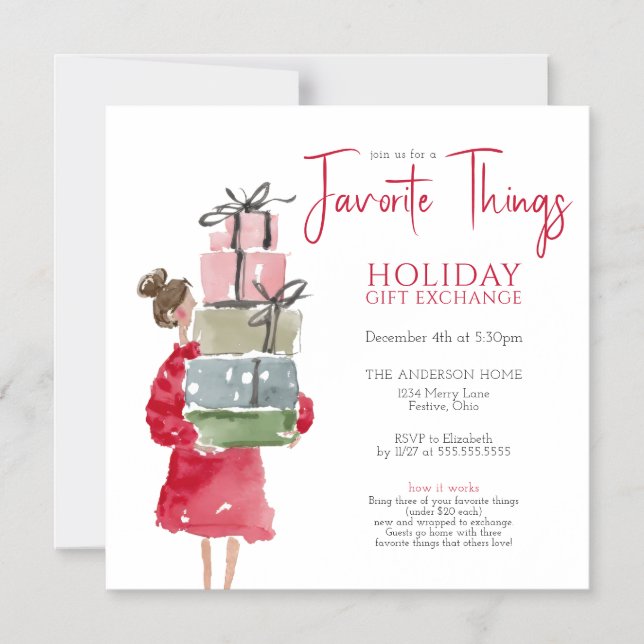 Favorite Things Holiday Party Magnetic Invitation (Front)