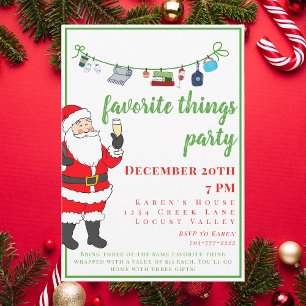 Favorite Things Holiday Party with Santa Champagne Invitation