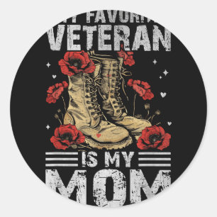 Favorite veteran is mom patriotic mother's day classic round sticker