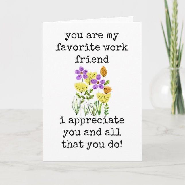 Favorite Work Friend, Coworker Appreciation Card (Front)
