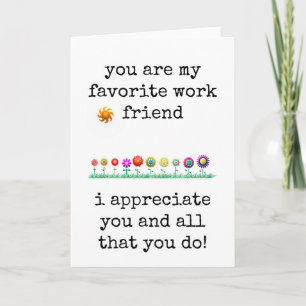 Favorite Work Friend, Coworker Appreciation Card