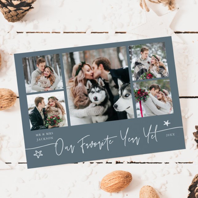 Favorite Year Holiday Newlywed Photo Slate Blue (Creator Uploaded)