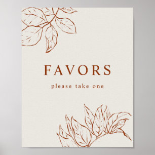 Favors Burnt Orange Botanical Baby Shower Poster