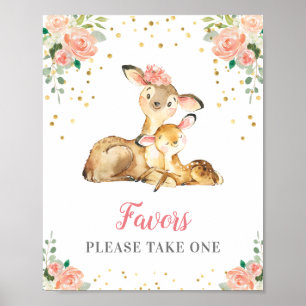 Favors Please Take One Deer Doe Girl Baby Shower Poster