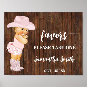 Favors Please take one Little Cowgirl Baby Shower Poster