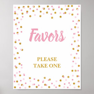 Favors Please Take One Party Sign Pink & Gold