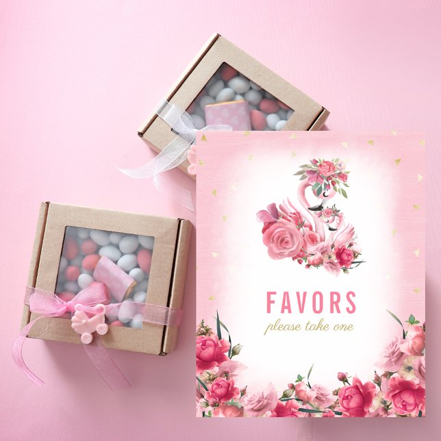 Favors Sign Baby Shower Pink Flamingo Ballerina (Creator Uploaded)