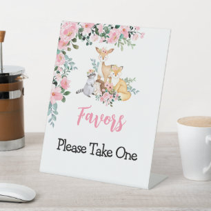 Favors Sign Woodland Pink Girl Baby Shower