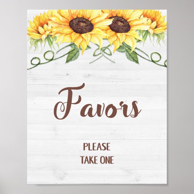 FAVORS Sunflowers Party or Shower Sign (Front)