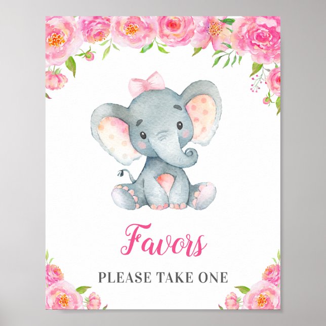 Favors Take One Little Peanut Elephant Girl Pink Poster (Front)