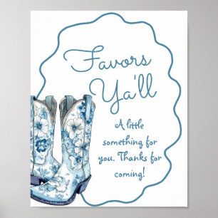 Favors ya'll Chinoiserie Boots Bridal Shower sign