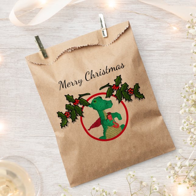 Favour Bag - Photo Circle with Holly Branches (Clipped)
