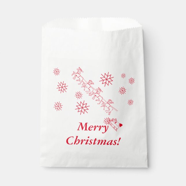 Favour Bag - Santa and Sleigh in Snow  (Front)