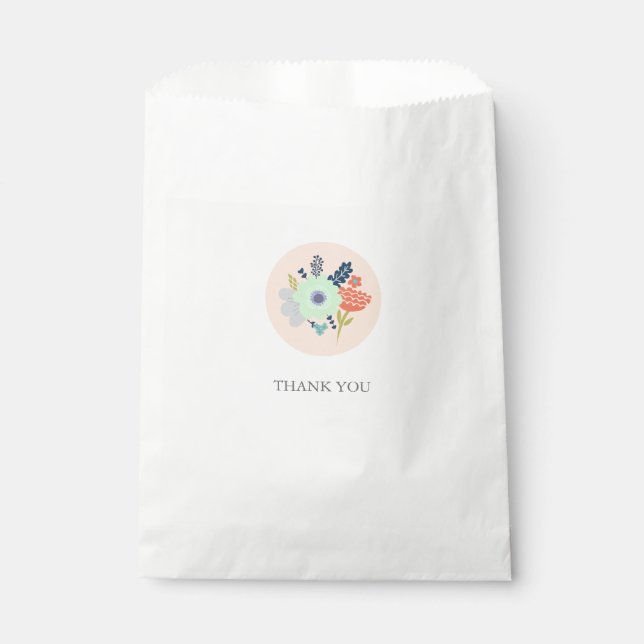 Favour bag with peach floral design (Front)