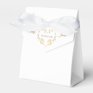 Favour Box-Fancy Gold Heart Favour Box