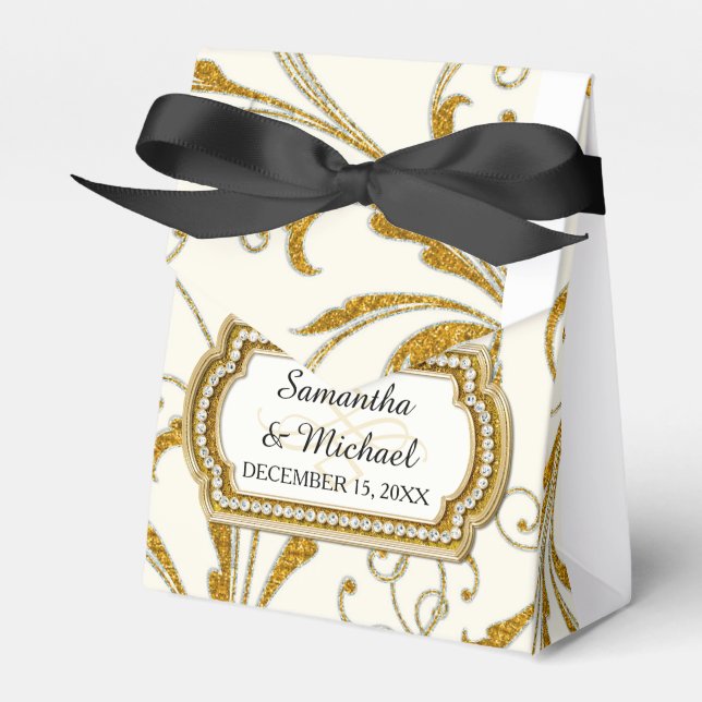 Favour Box Glam Old Hollywood Regency Black Tie (Front Side)