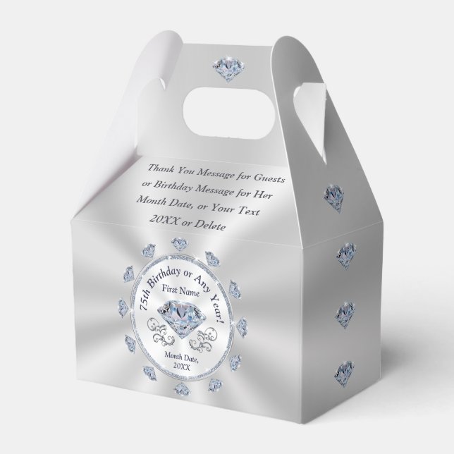 Favour Boxes, Party Favour Ideas for 75th Birthday Box (Front Side)