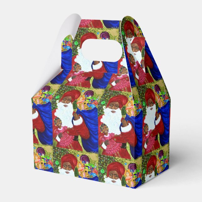 Favour Boxes - Take-Out - Black Santa Gifts - Xmas (Front Side)
