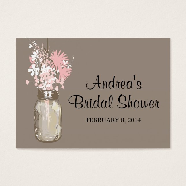 Favour Card Mason Jar Wildflowers (Front)