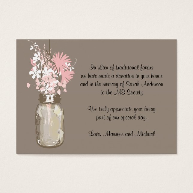 Favour Donation Card Mason Jar Wildflowers (Front)