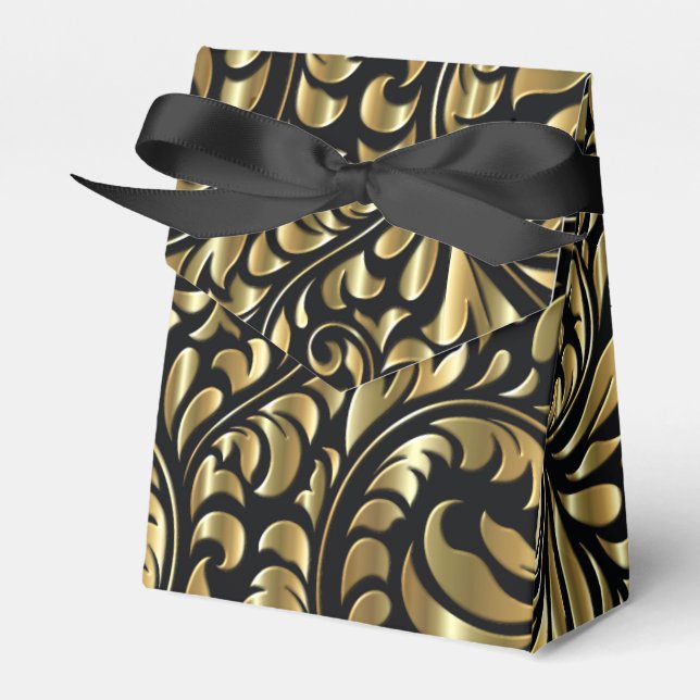 Favour/Gift Boxes - Drama in Black and Gold (Front Side)