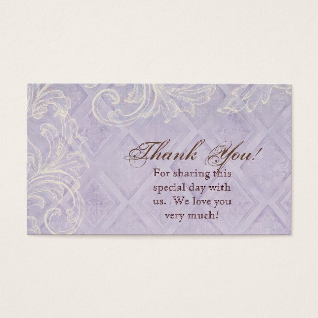 Favour Gift Cards - Purple Hydrangea Swirl Wedding (Front)