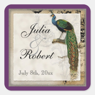 Favour Gift Matching Sticker - Vintage Peacock 6