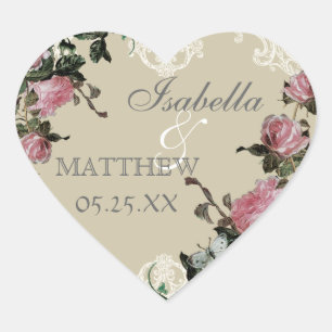 Favour Gift Stickers or Seals, Trellis Rose Vintag