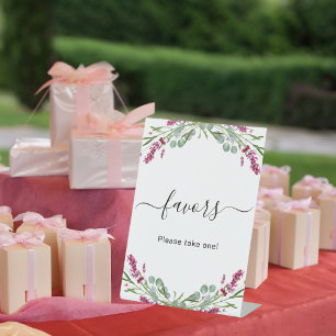 Favour party lavender pink floral greenery pedestal sign