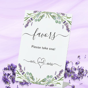 Favour party lavender violet floral eucalyptus pedestal sign