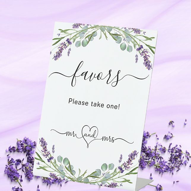 Favour party lavender violet floral eucalyptus pedestal sign (Creator Uploaded)