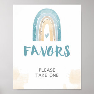 Favour Sign Blue Boho Rainbow Shower Sign