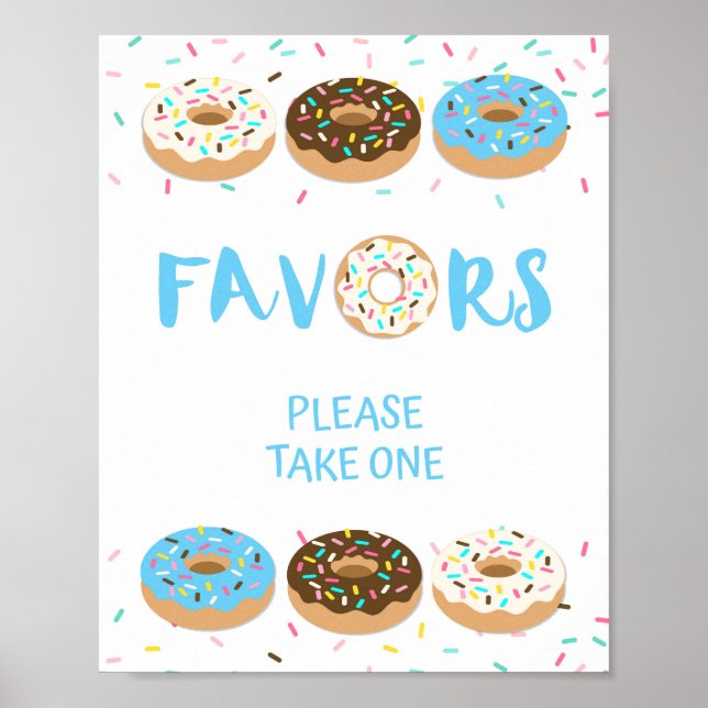 Favour Sign - Blue Doughnut Sprinkle Shower Table  (Front)