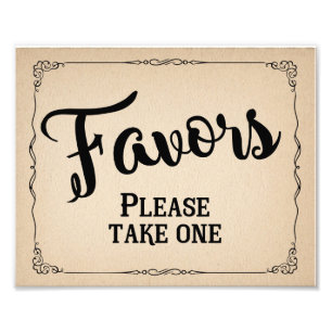 favour sign for wedding or party