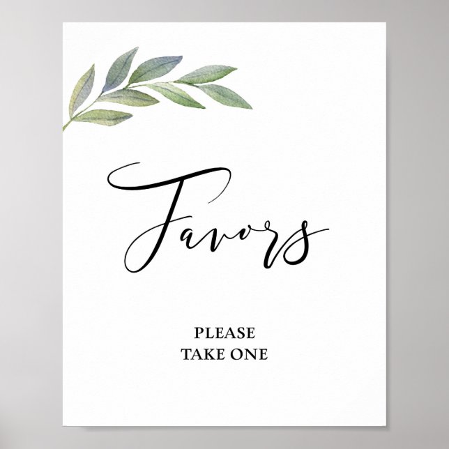 Favour Sign Olive Leaf Greenery Wedding (Front)