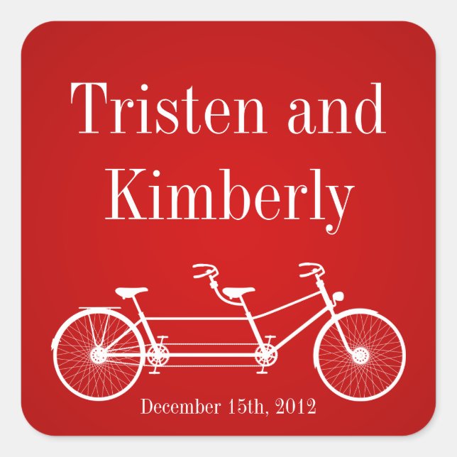 Favour Stickers Whimsical Crimson Red Double Bike (Front)