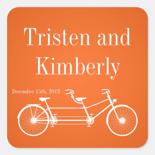 Favour Stickers Whimsical Orange Double Bike Bicyc (Front)
